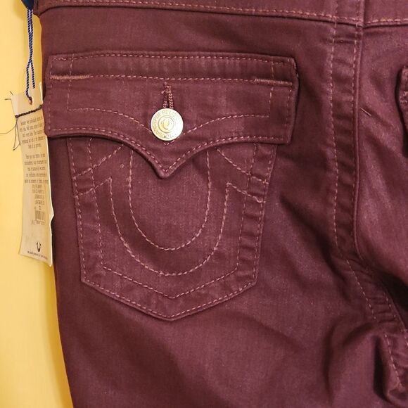 True Religion World Tour Leggings w/ Pocket Flaps in Grape Size 33 US 16 NWT - Picture 11 of 12